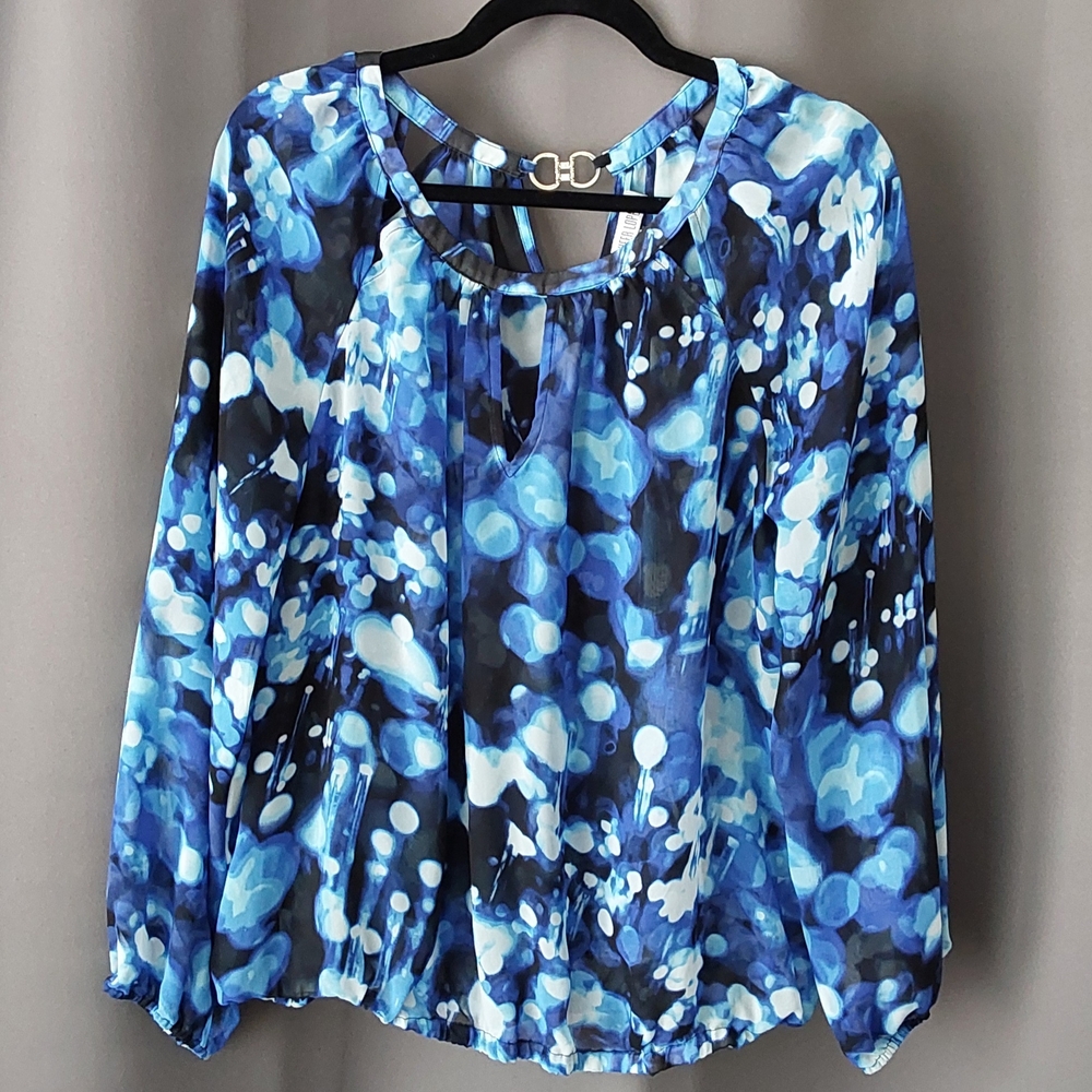 Jennifer Lopez Blue Abstract Blouse